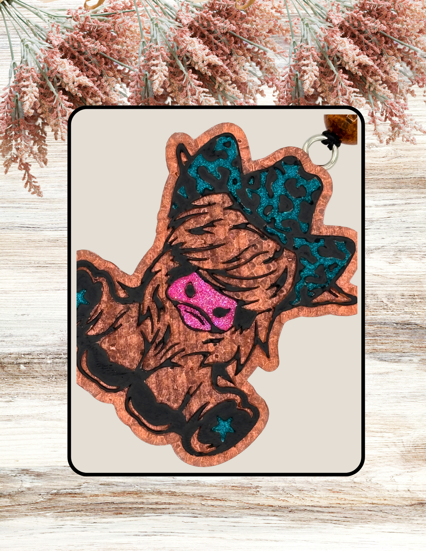 Freshie Highland Cow Leopard Cowboy Hat Turquoise