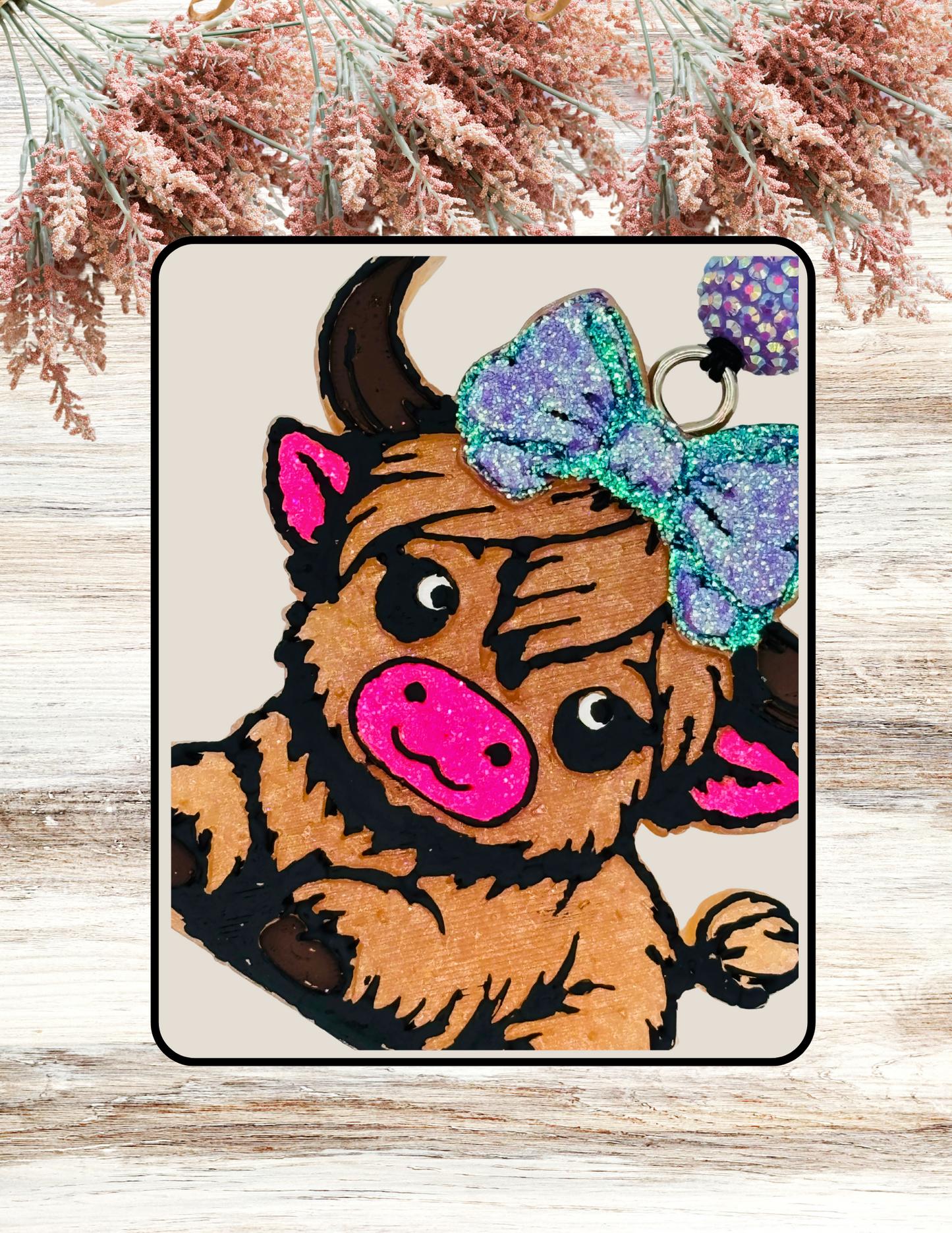 Freshie Baby Highland Cow Purple Bow