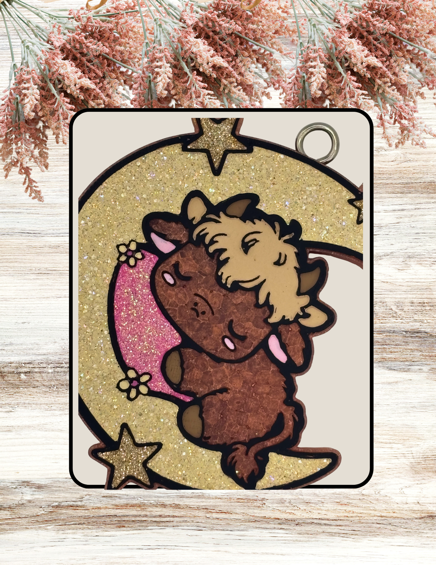 Freshie Sleeping Cow on Moon Pink
