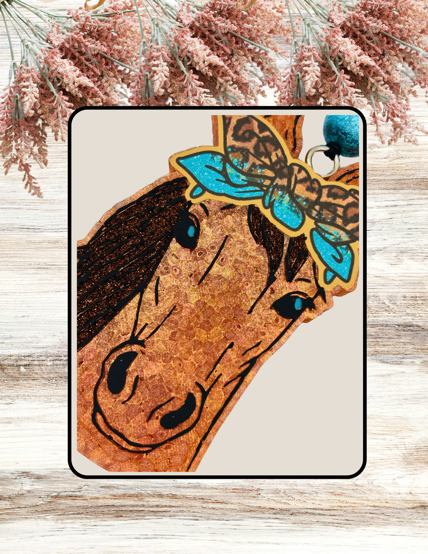 Freshie Horse With Bow Teal Leopard