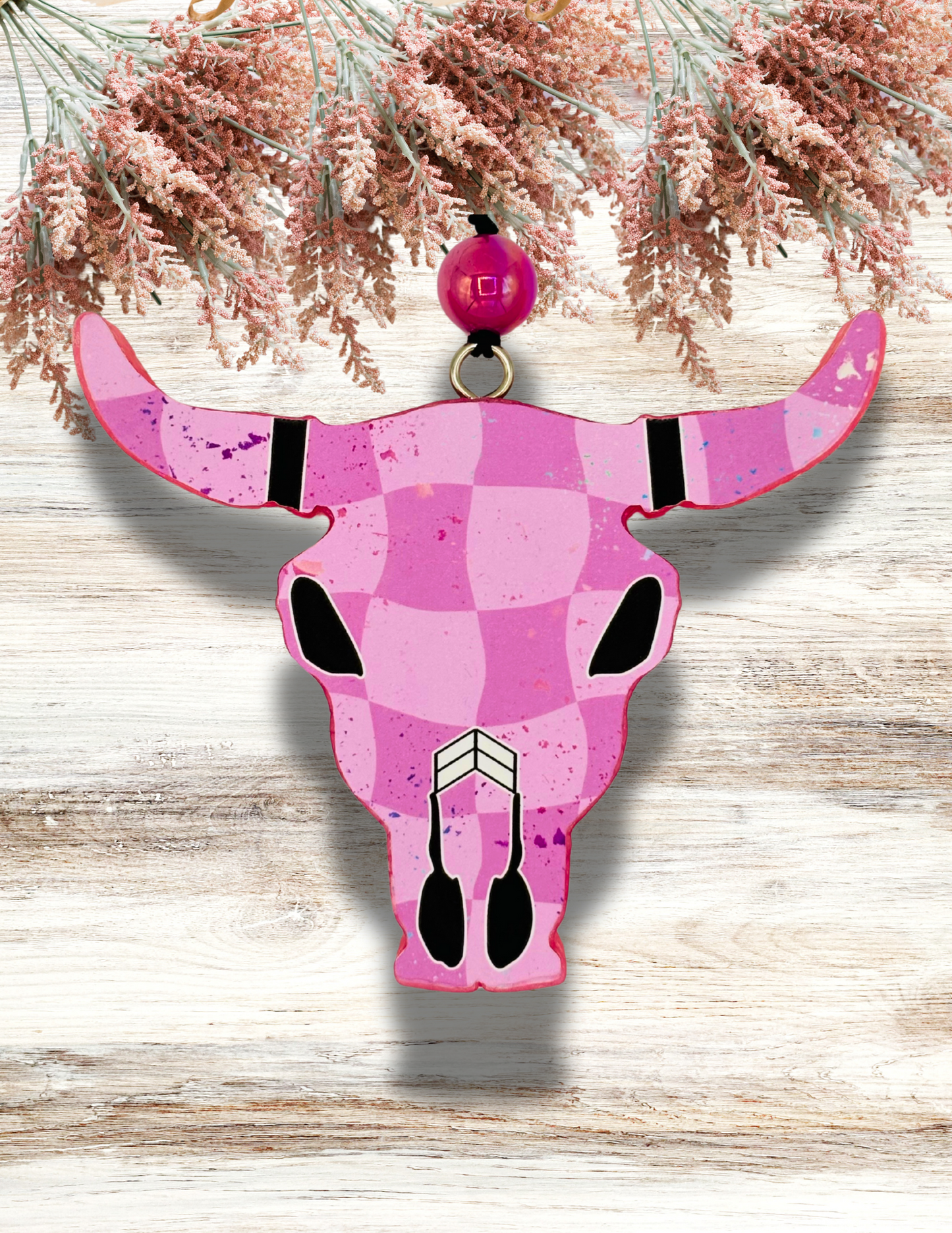 Freshie Bull Skull Pink Checker