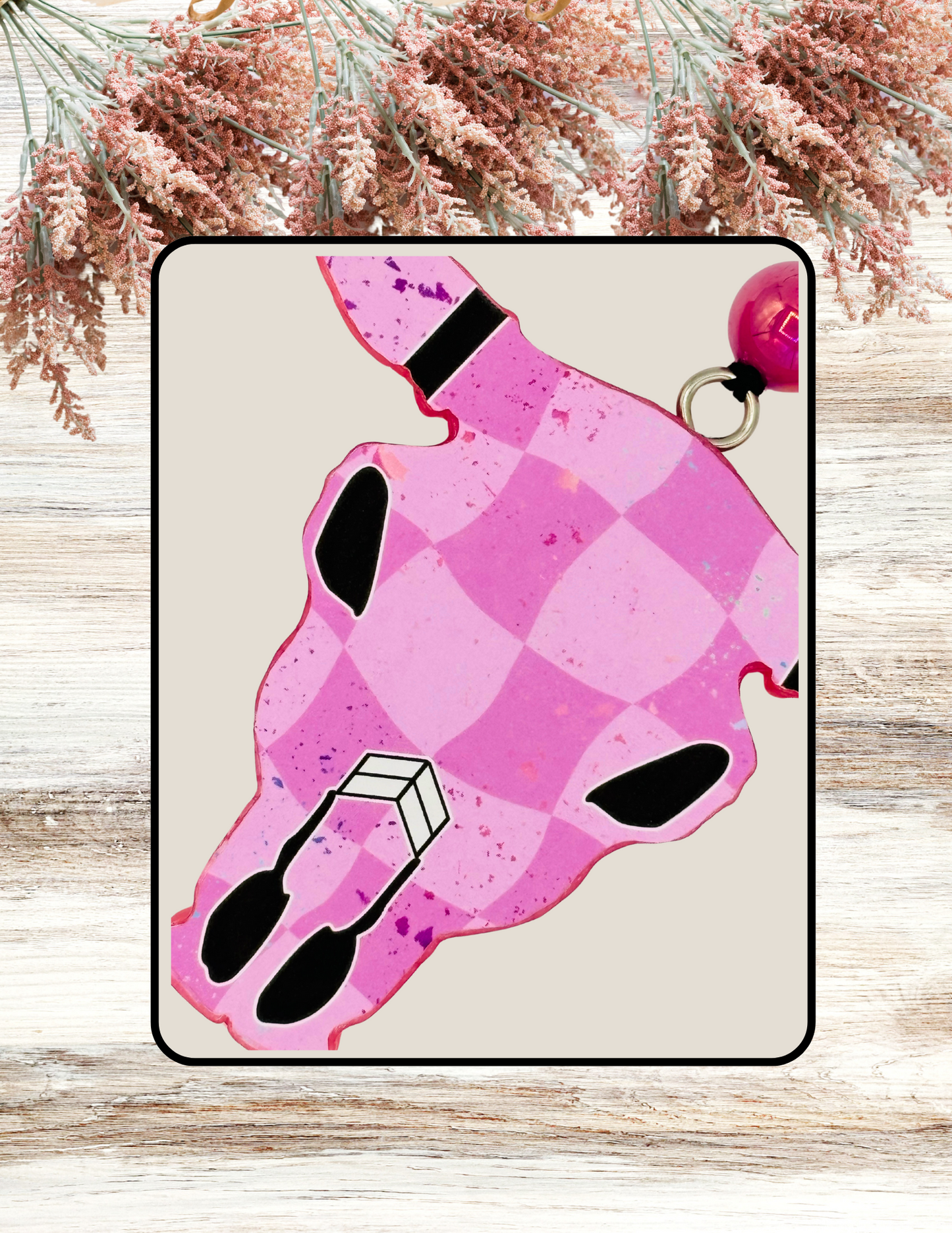 Freshie Bull Skull Pink Checker