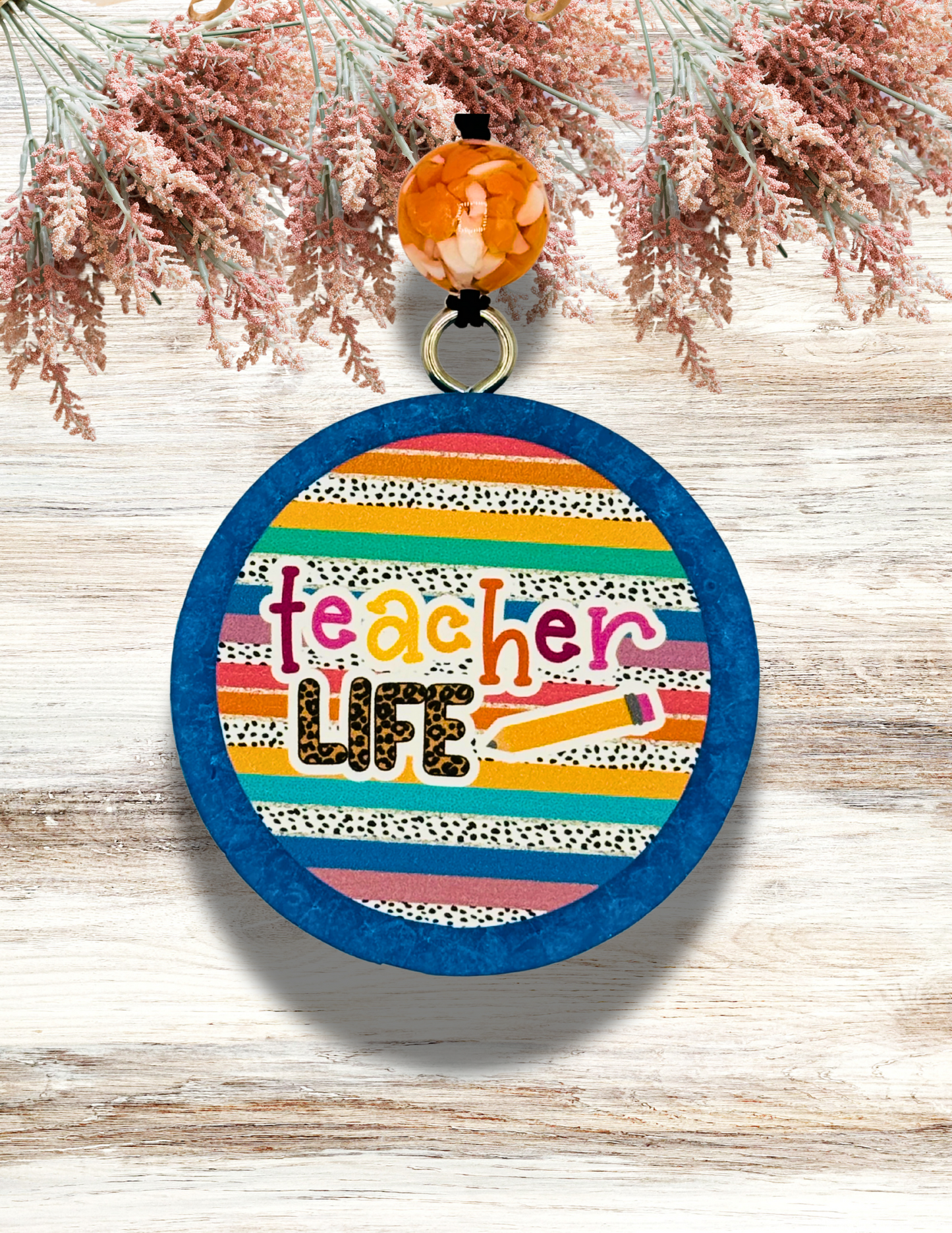 Freshie Round Teacher Life Stripe