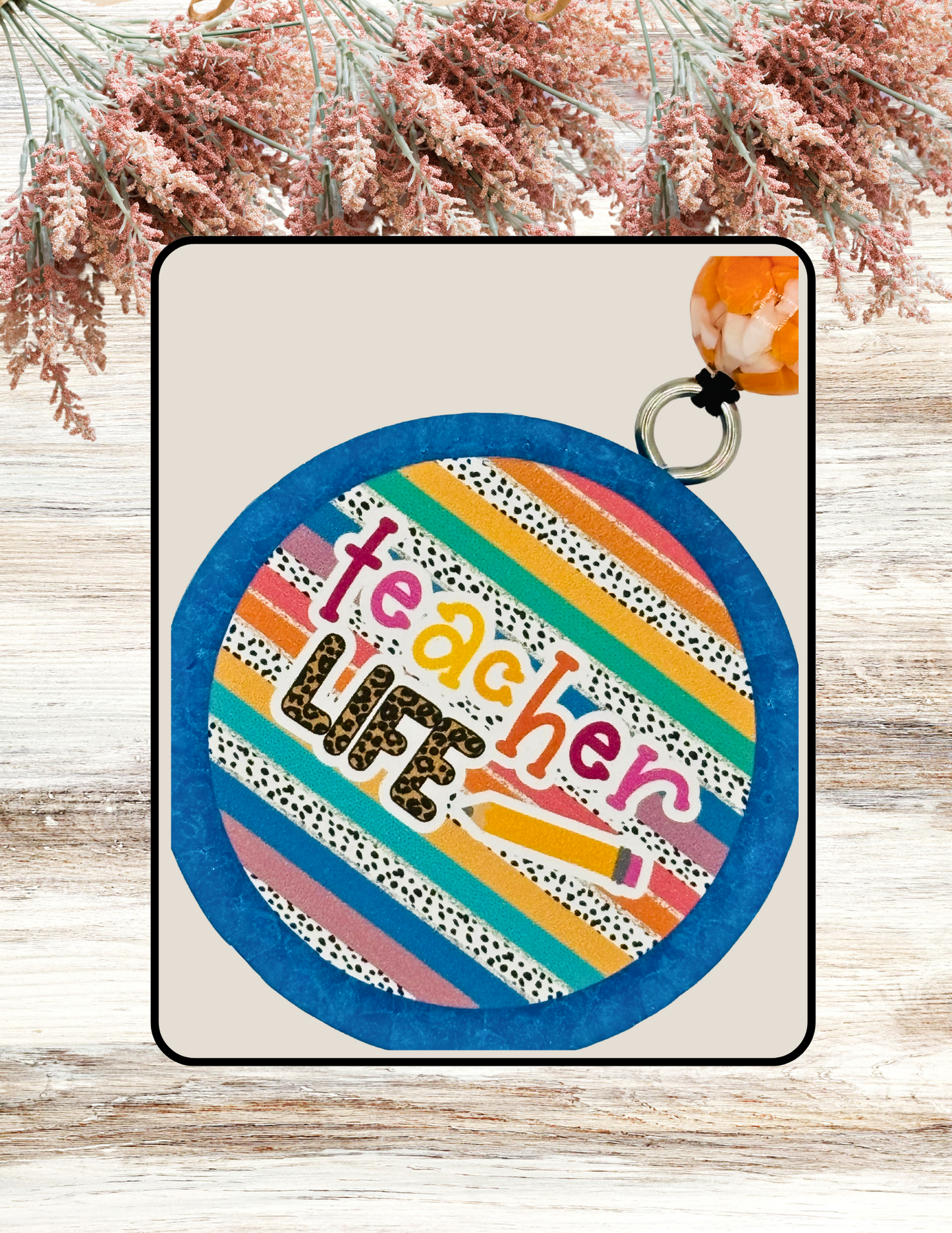 Freshie Round Teacher Life Stripe