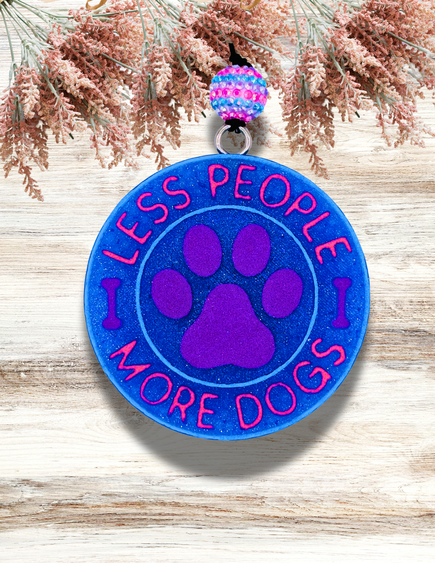 Freshie Less People More Dogs Neon Blue Pink