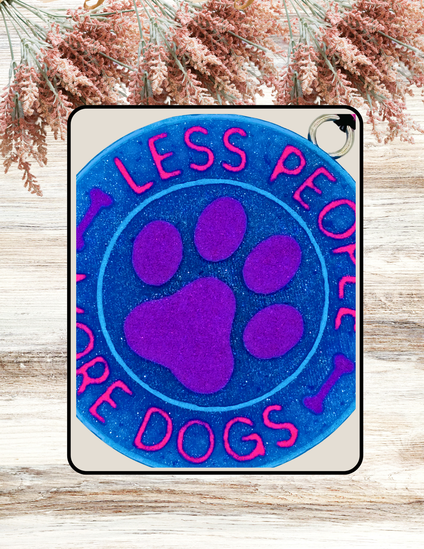 Freshie Less People More Dogs Neon Blue Pink