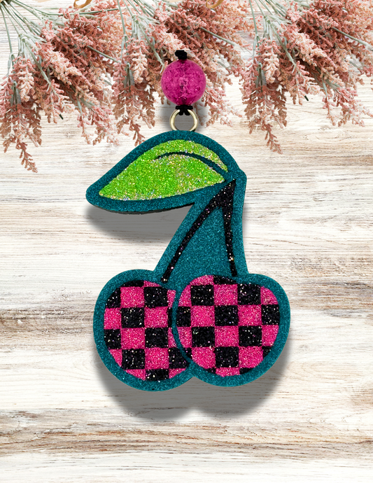 Freshie Checkered Cherries Pink Black