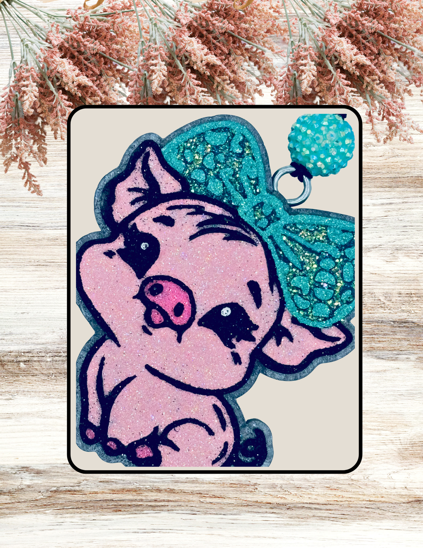 Freshie Pig with Teal Bow