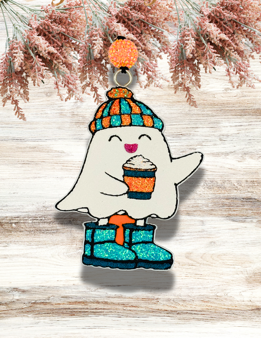 Freshie Latte Ghost with Boots Teal Orange