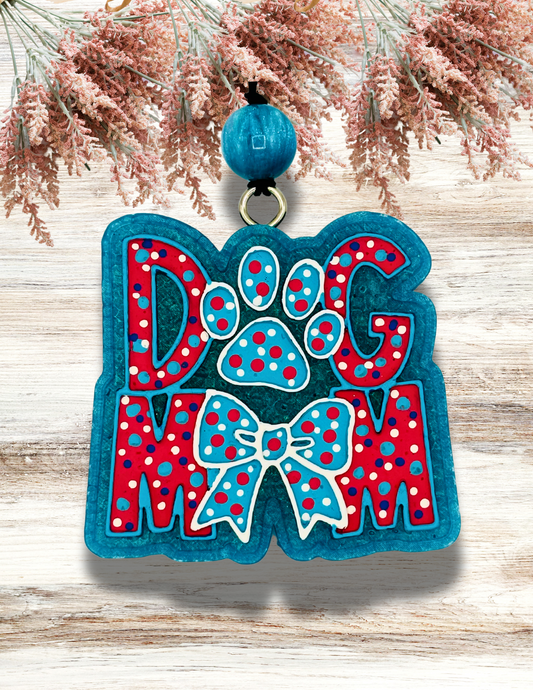 Freshie Dog Mom with Bow Coral Turquoise