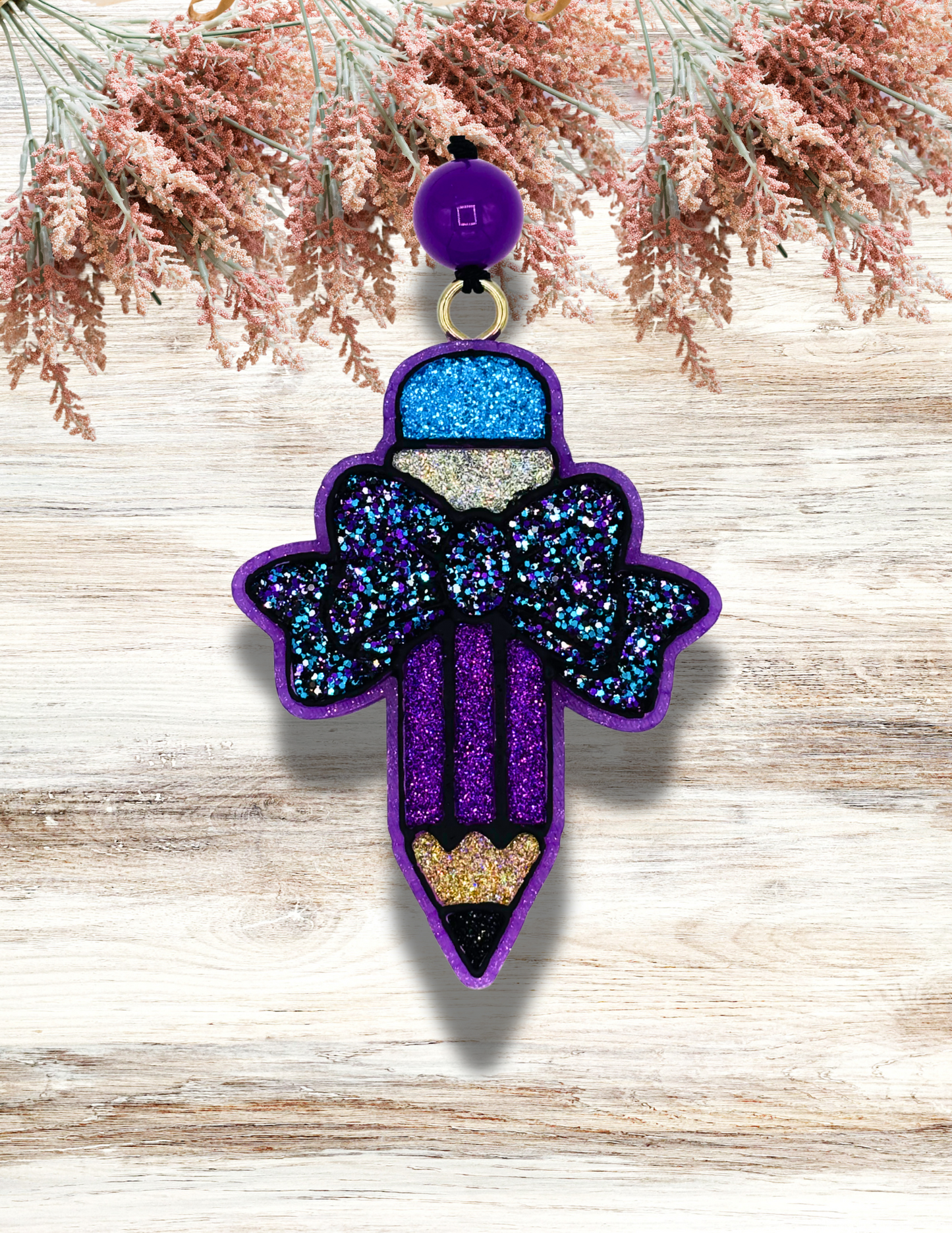 Freshie Pencil Bow Purple Multi