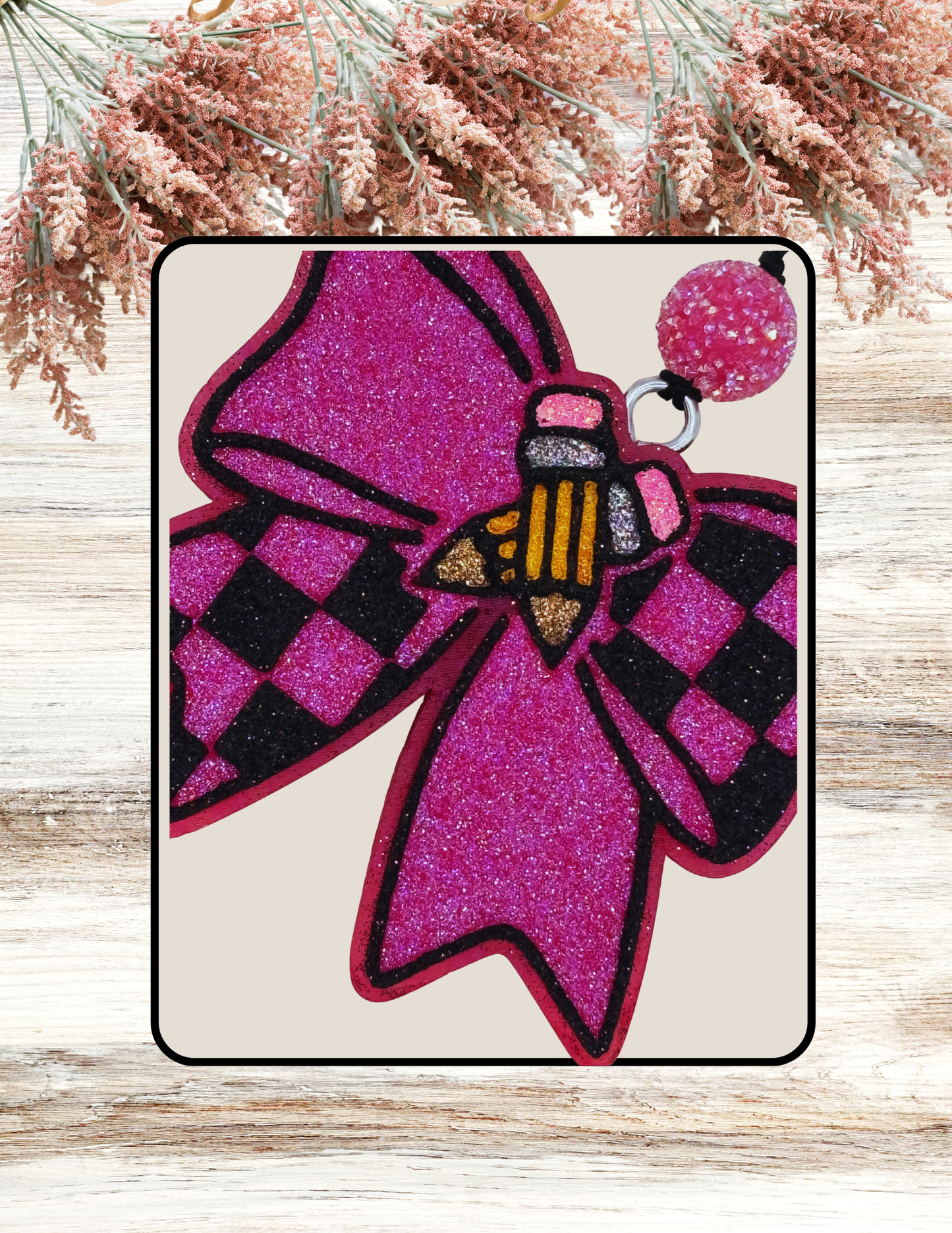 Freshie Pencils Check Bow Pink Black