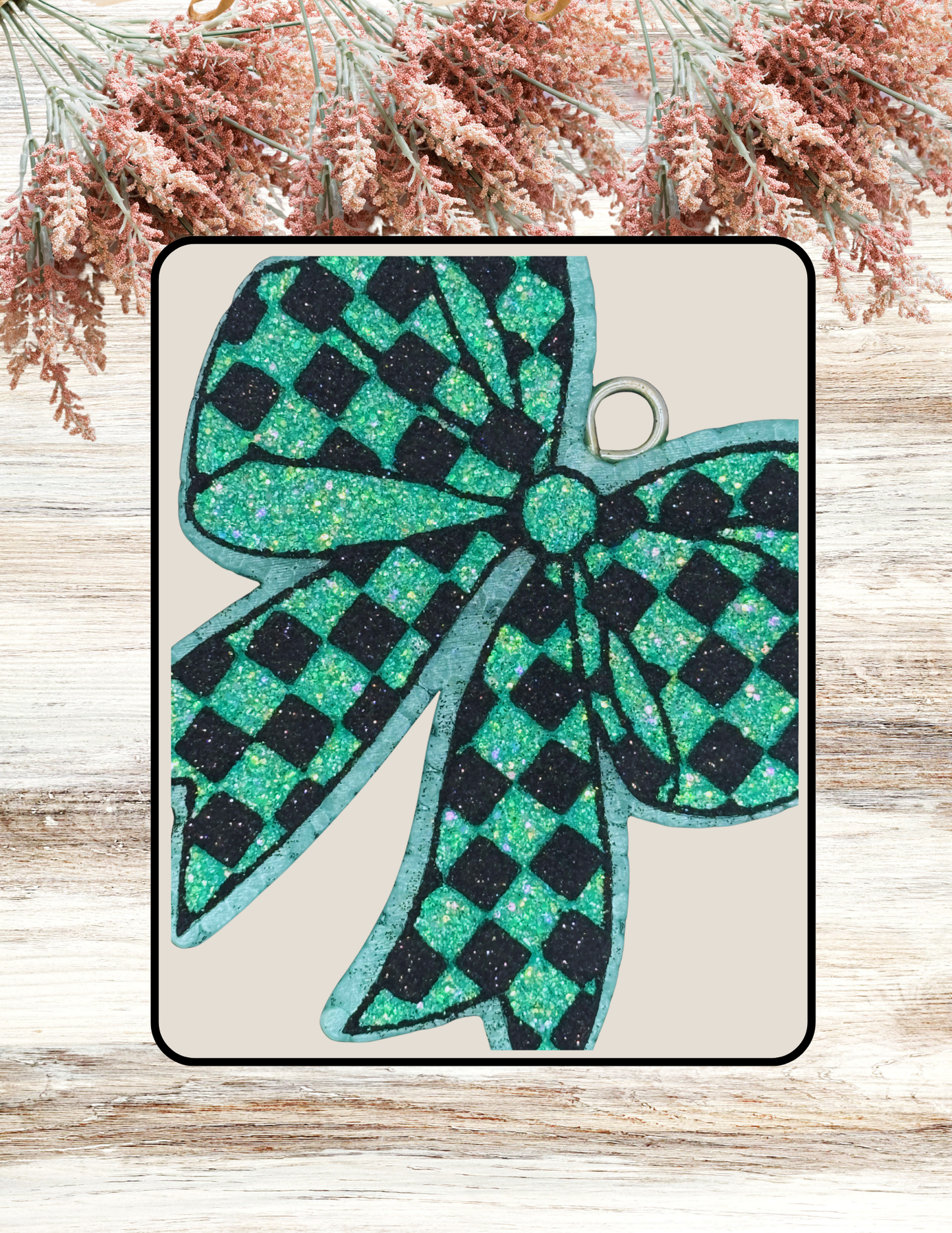 Freshie Checkered Bow Teal Black