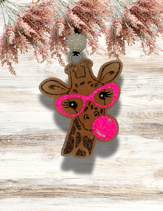 Freshie Giraffe Blowing Bubble Neon Pink Glasses