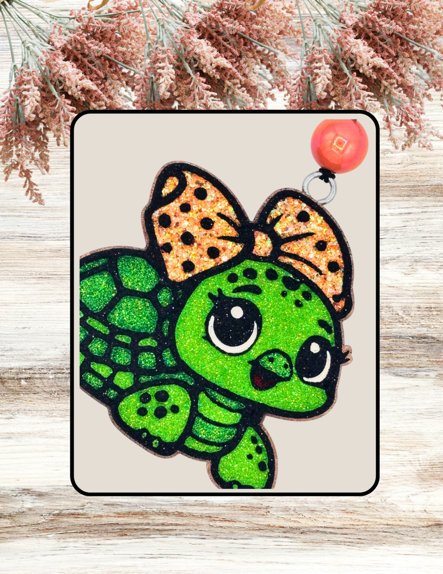 Freshie Turtle with Polka Dot Bow Coral