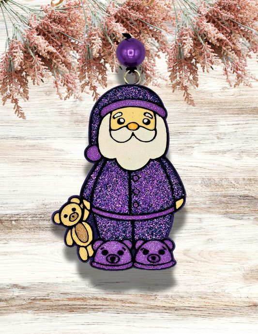 Freshie PJ Santa With Bear Purple