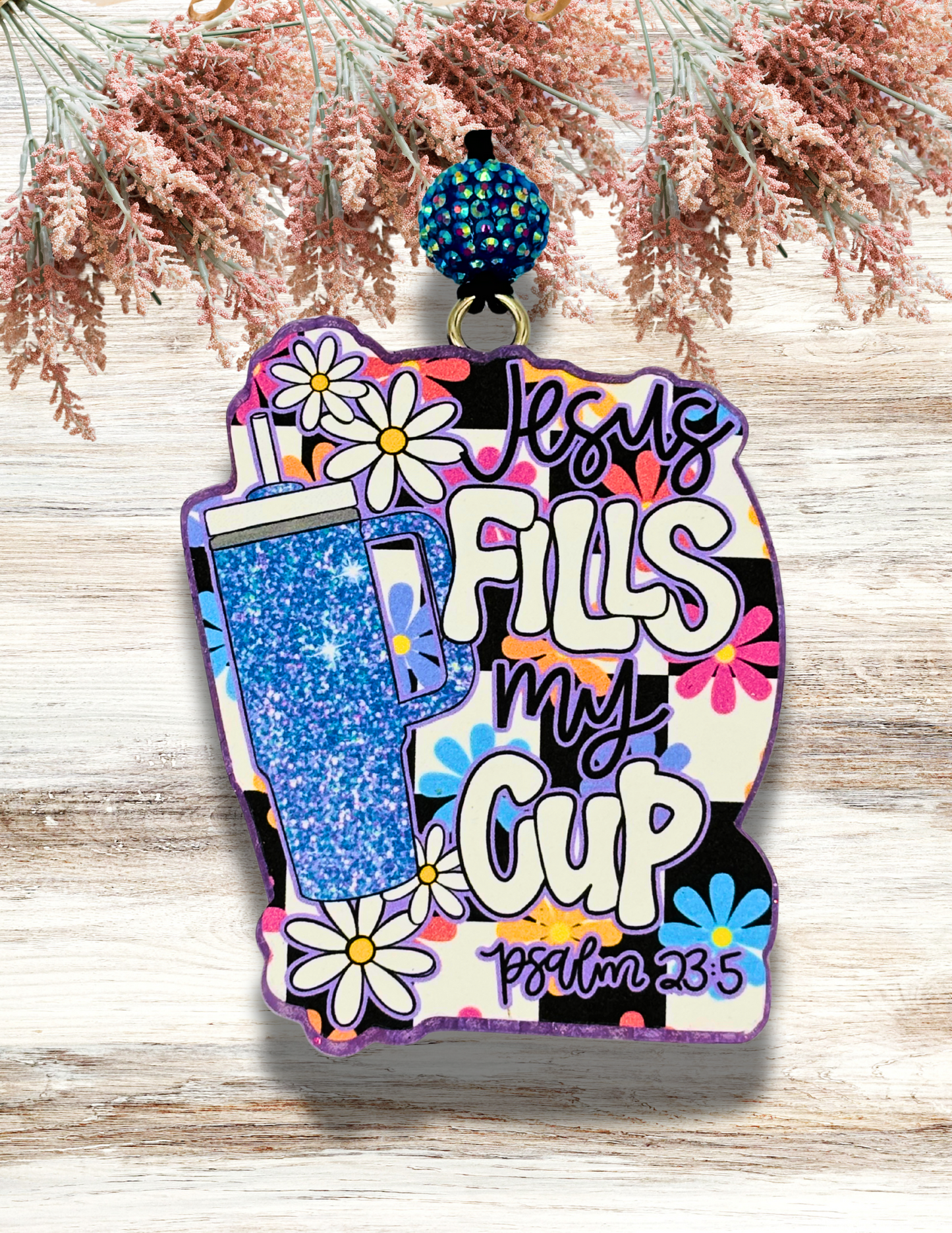 Freshie Jesus Fills My Cup Floral Blue