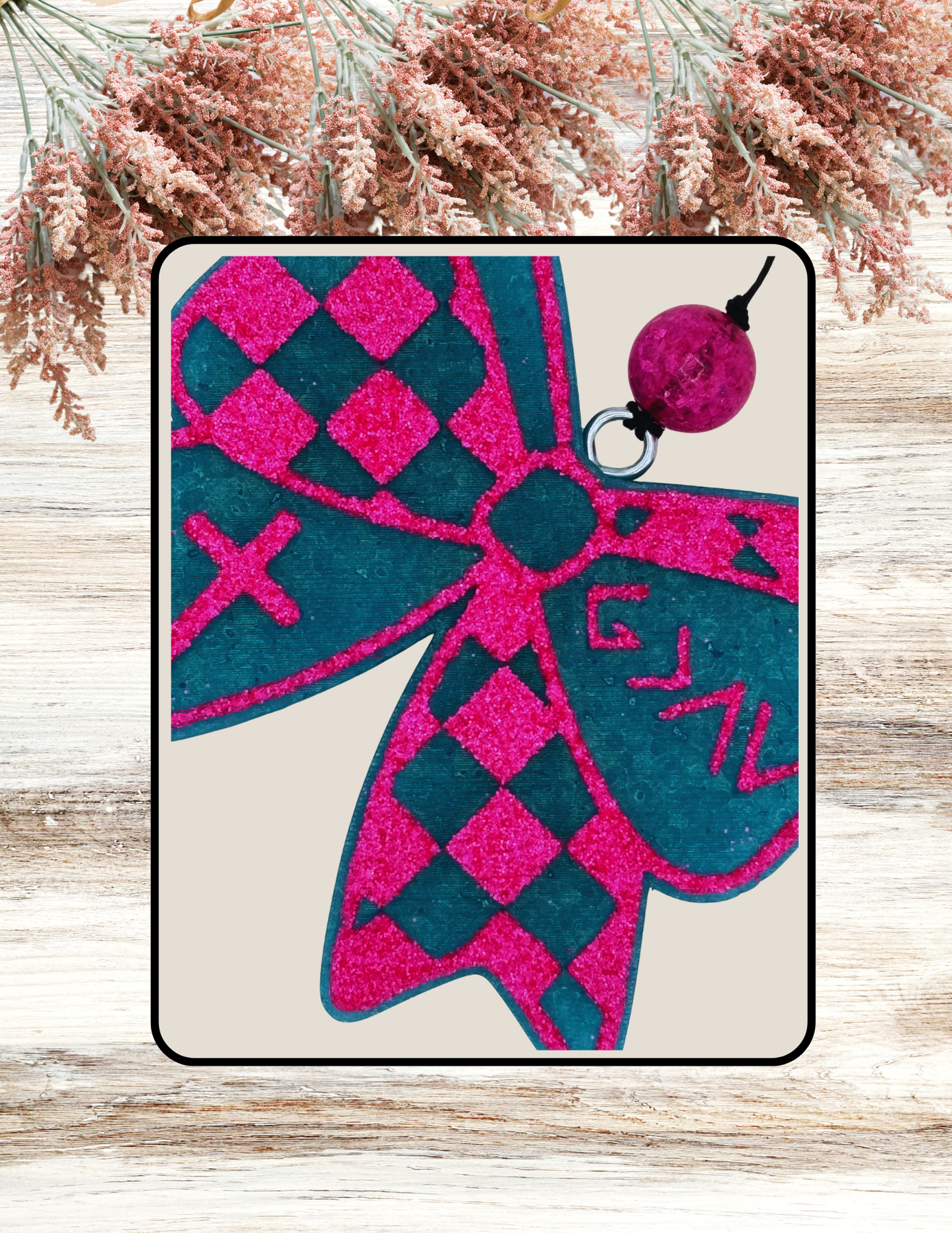 Freshie God Is Greater Check Bow Pink Teal