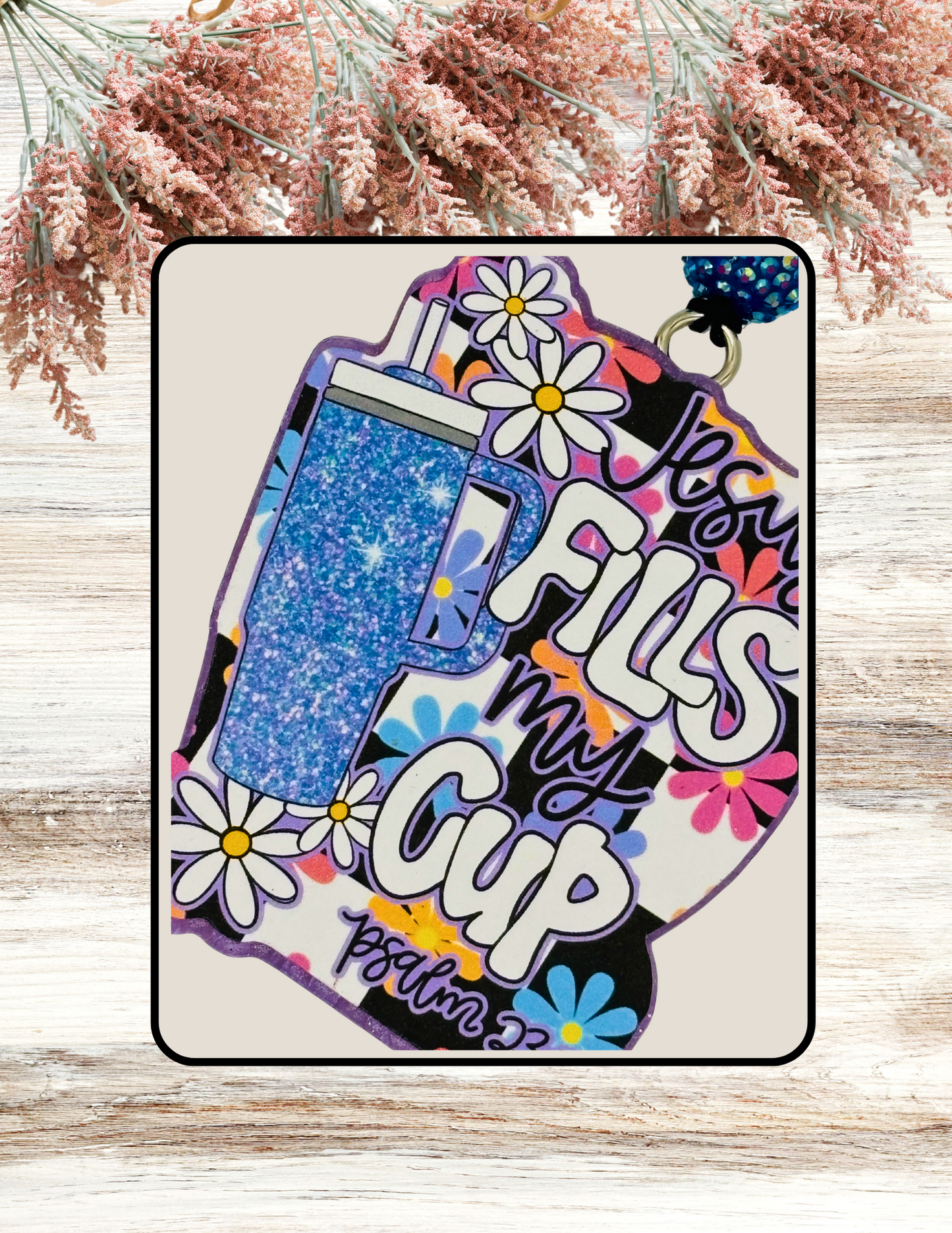 Freshie Jesus Fills My Cup Floral Blue