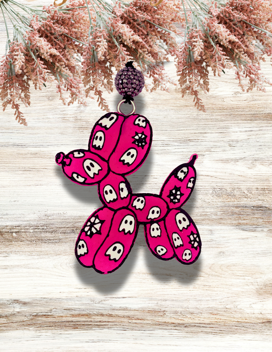 Freshie Balloon Dog with Ghosts Pink