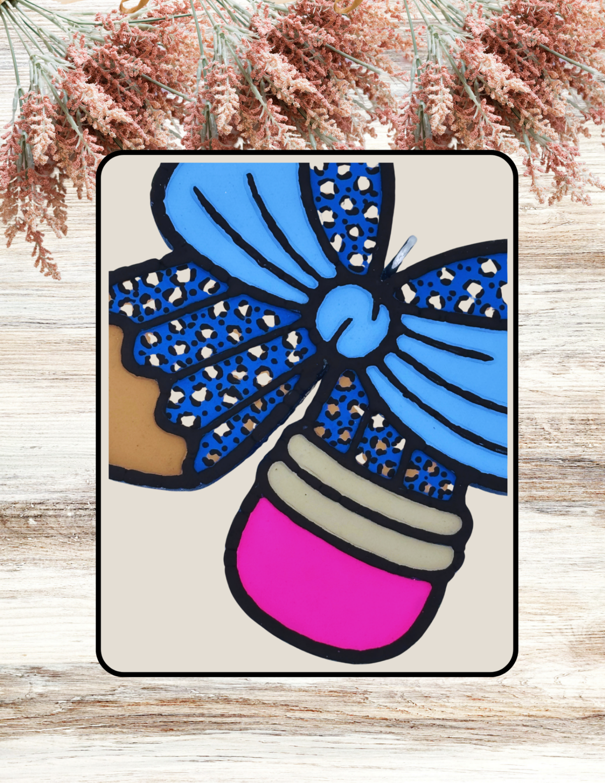 Freshie Fat Pencil Bow Blue Leopard