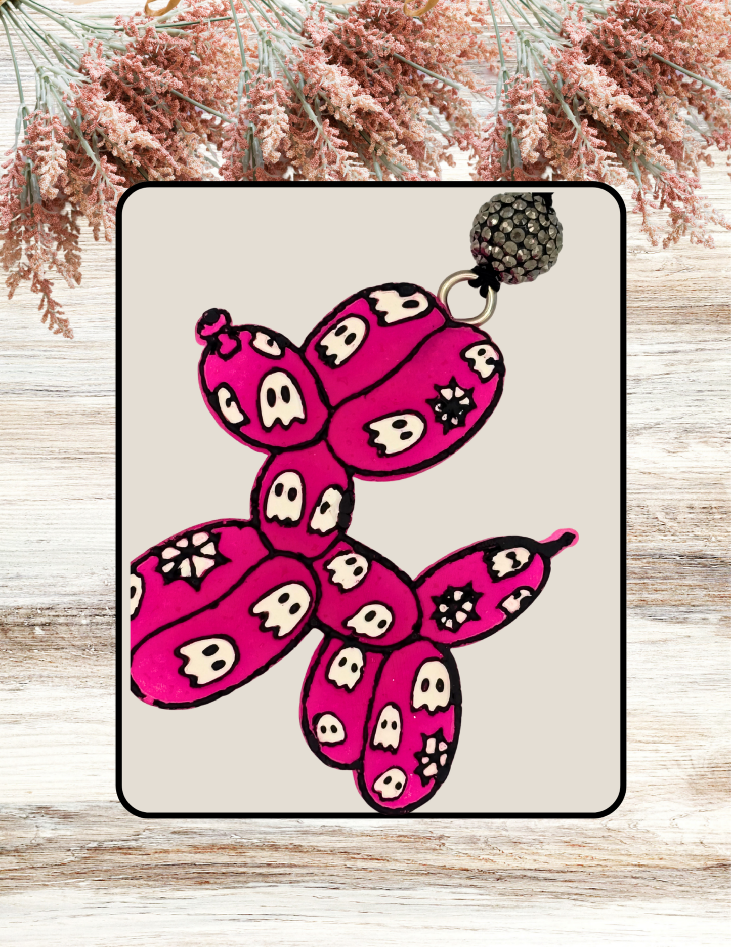 Freshie Balloon Dog with Ghosts Pink