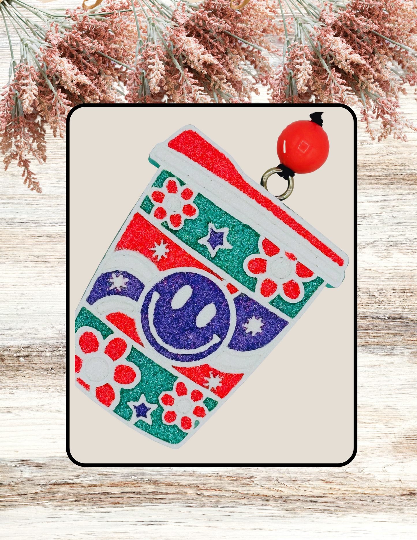 Freshie Retro Smiley Cup Teal Coral