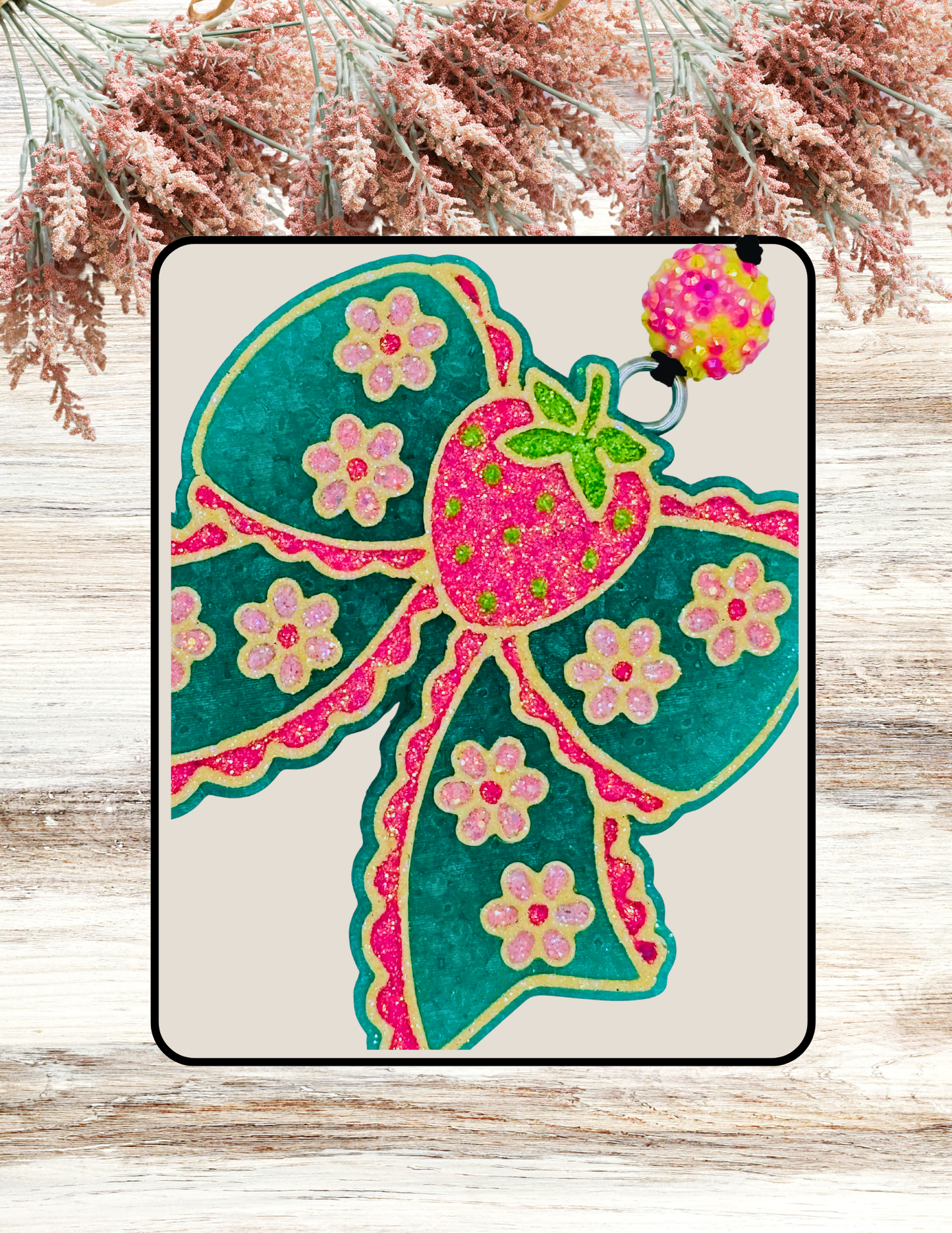 Freshie Strawberry Flower Bow Pink Teal