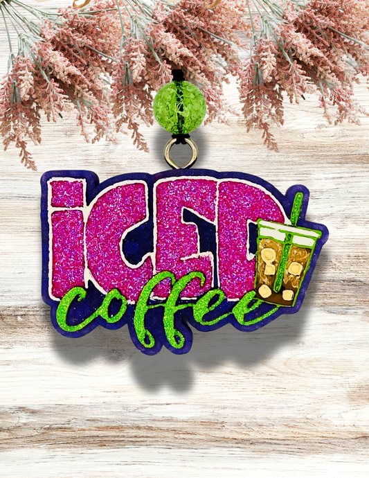 Freshie Iced Coffee Hot Pink Green