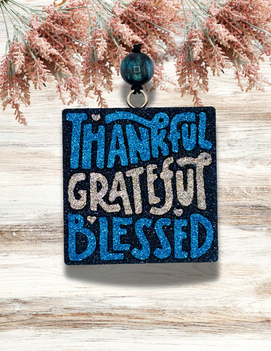 Freshie Thankful Grateful Blessed Blue Silver