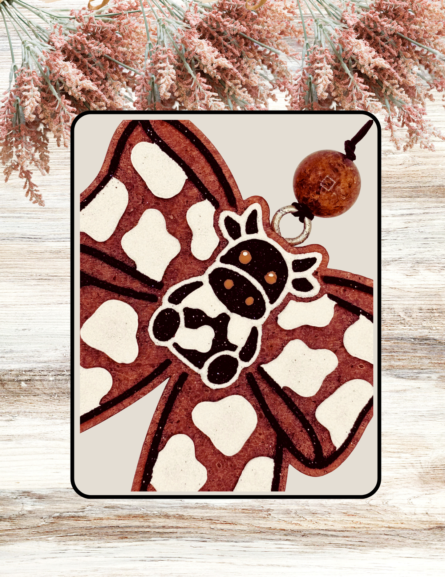 Freshie Cute Cow Cowprint Bow Brown Black White