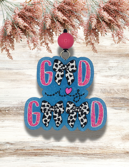 Freshie God Is Good Bows Pink Cow Print