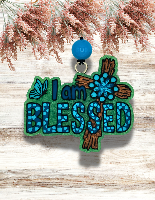 Freshie I Am Blessed Cross Turquoise Dot