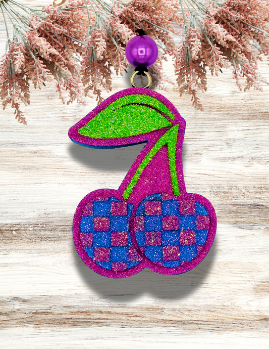 Freshie Checkered Cherries Blue Lilac