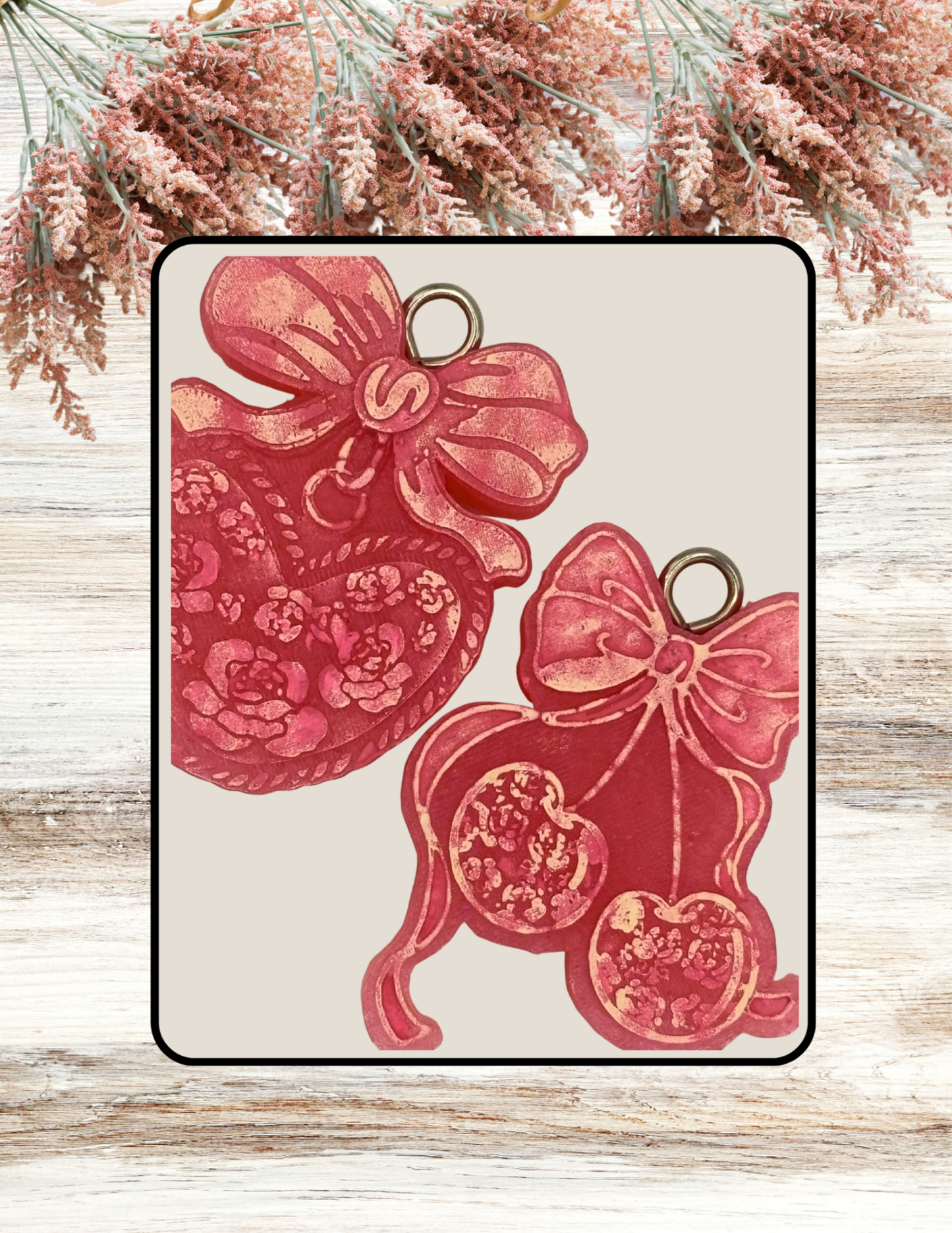 Freshie Floral Heart Locket and Cherries Vent Clip Pair Coral