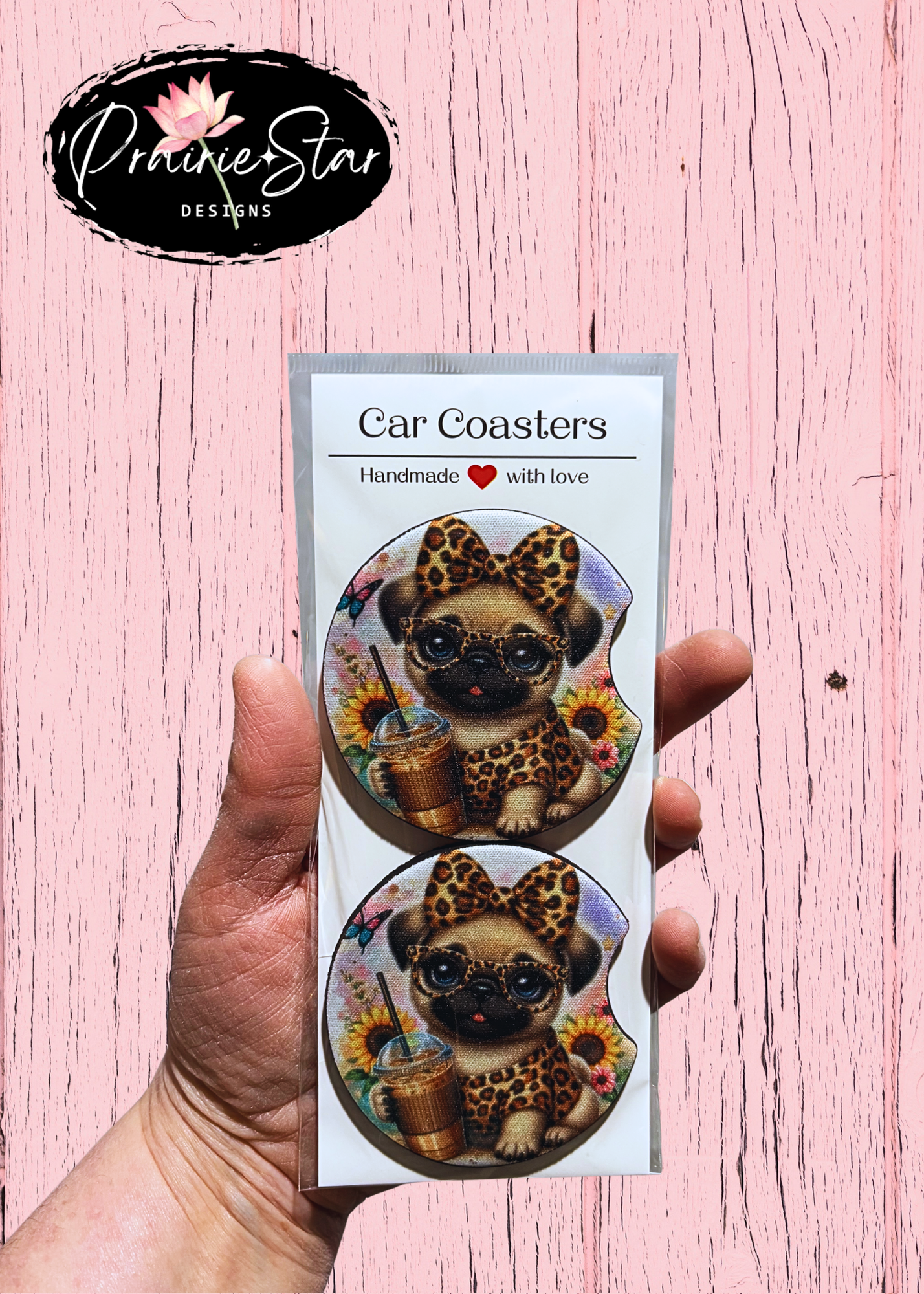 Car Coaster Leopard Latte Dog 2