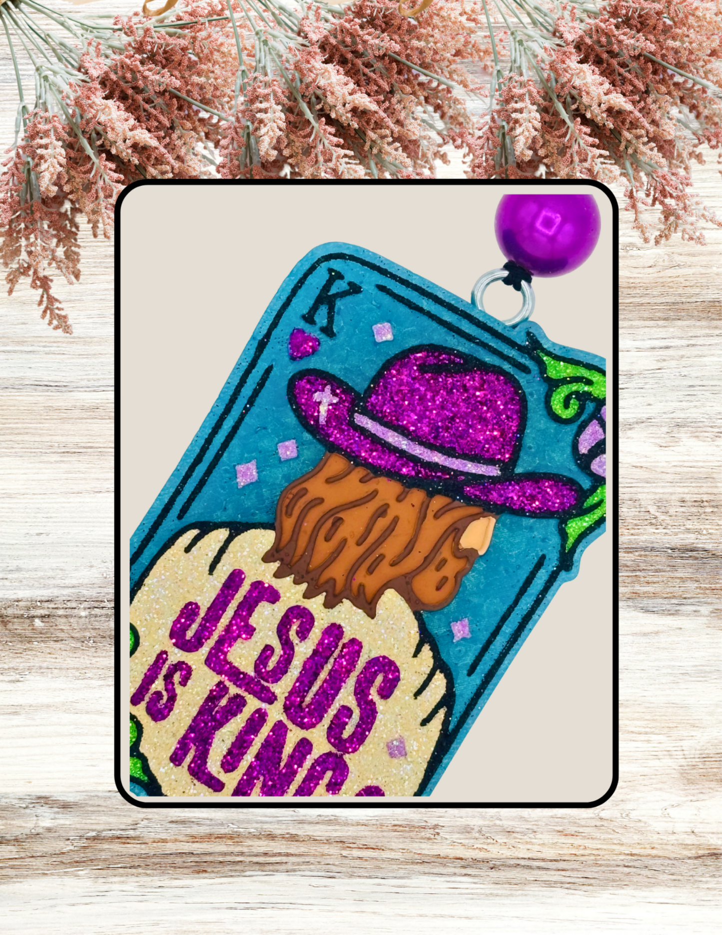 Freshie Jesus Is King Playing Card Purple Turquoise