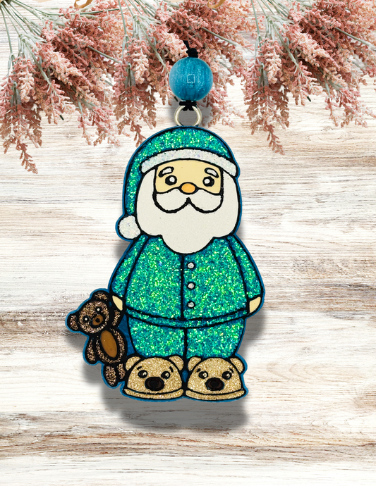 Freshie PJ Santa With Bear Teal