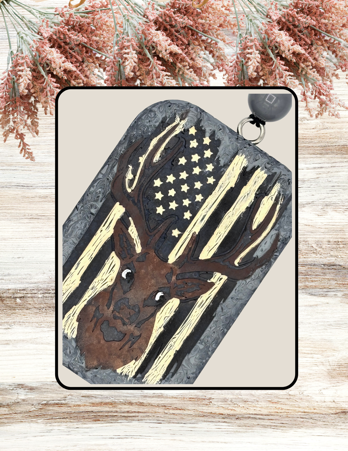Freshie Deer Distressed Flag Gray