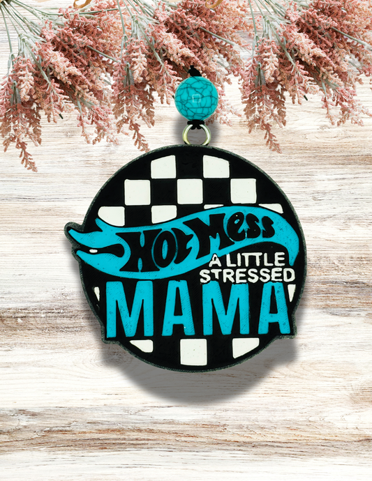 Freshie Hot Mess Mama Blue Black Checker