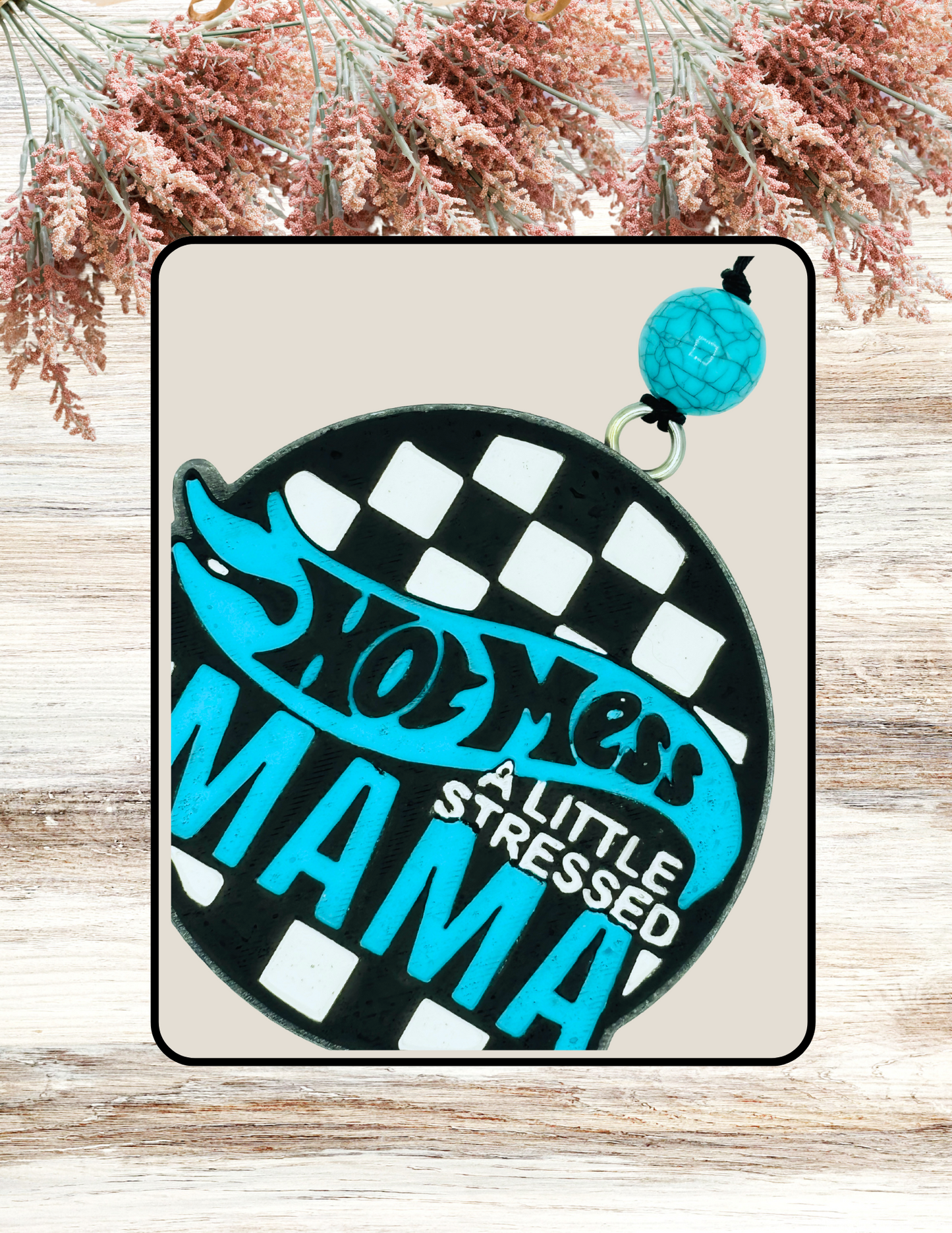 Freshie Hot Mess Mama Blue Black Checker