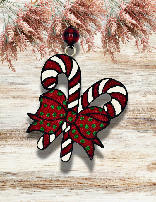Freshie Candy Cane Bow Red Green