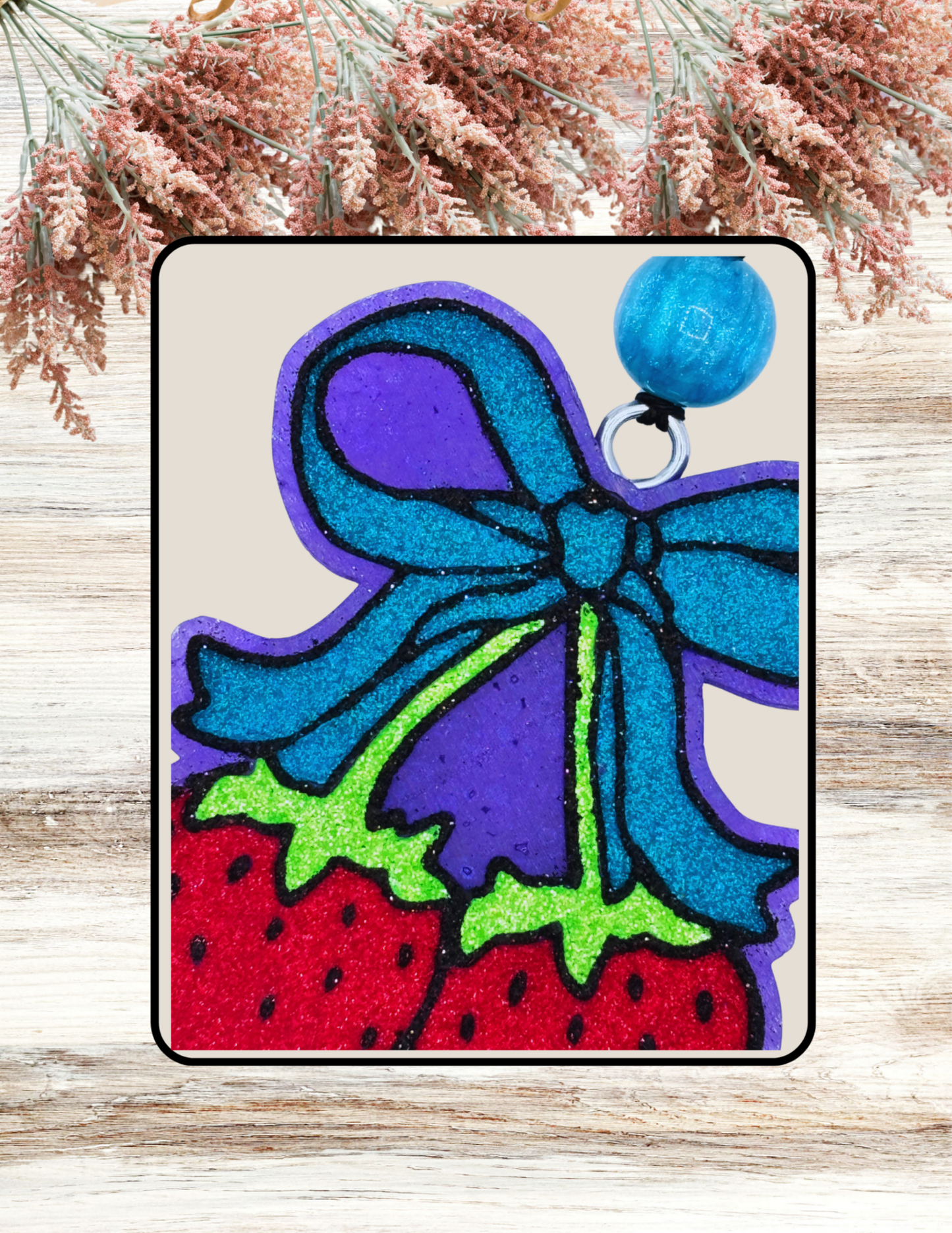 Freshie Strawberry Cherries with Bow Teal Purple