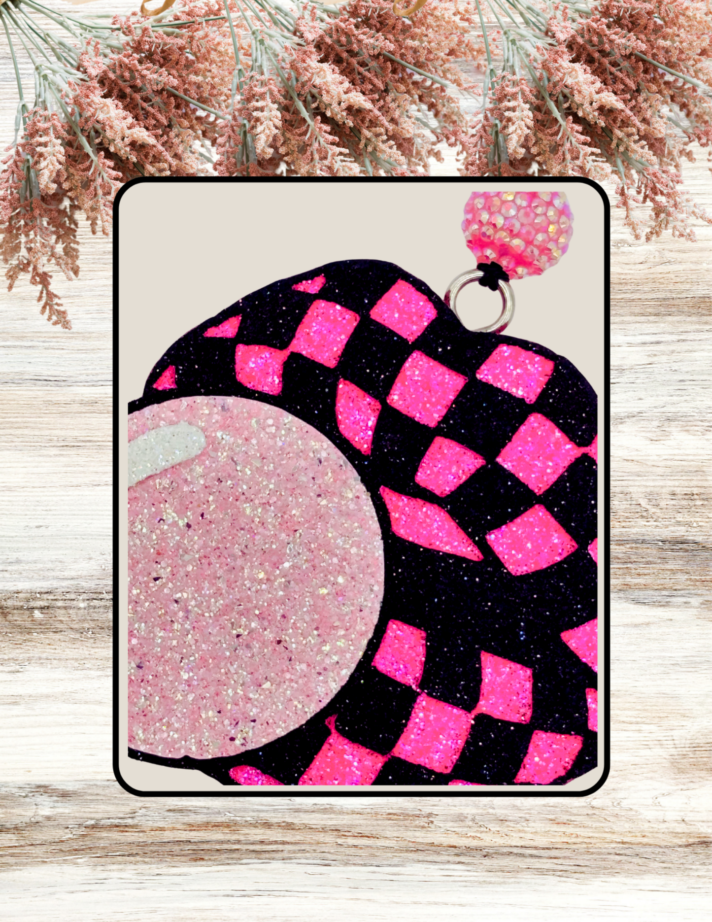 Freshie Bubble Poppin Checkered Lips Pink Black