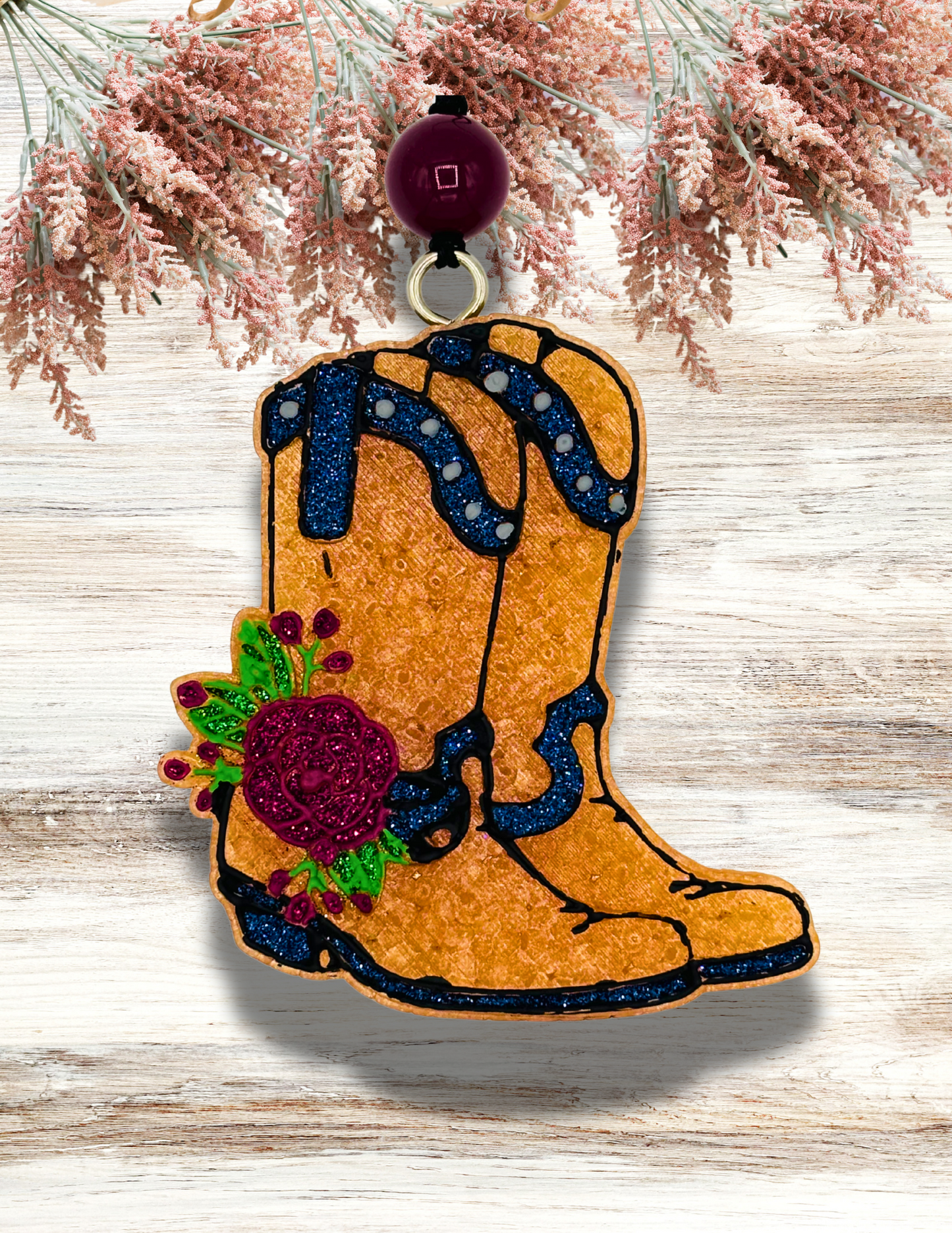 Freshie Floral Boots Burgundy Rose