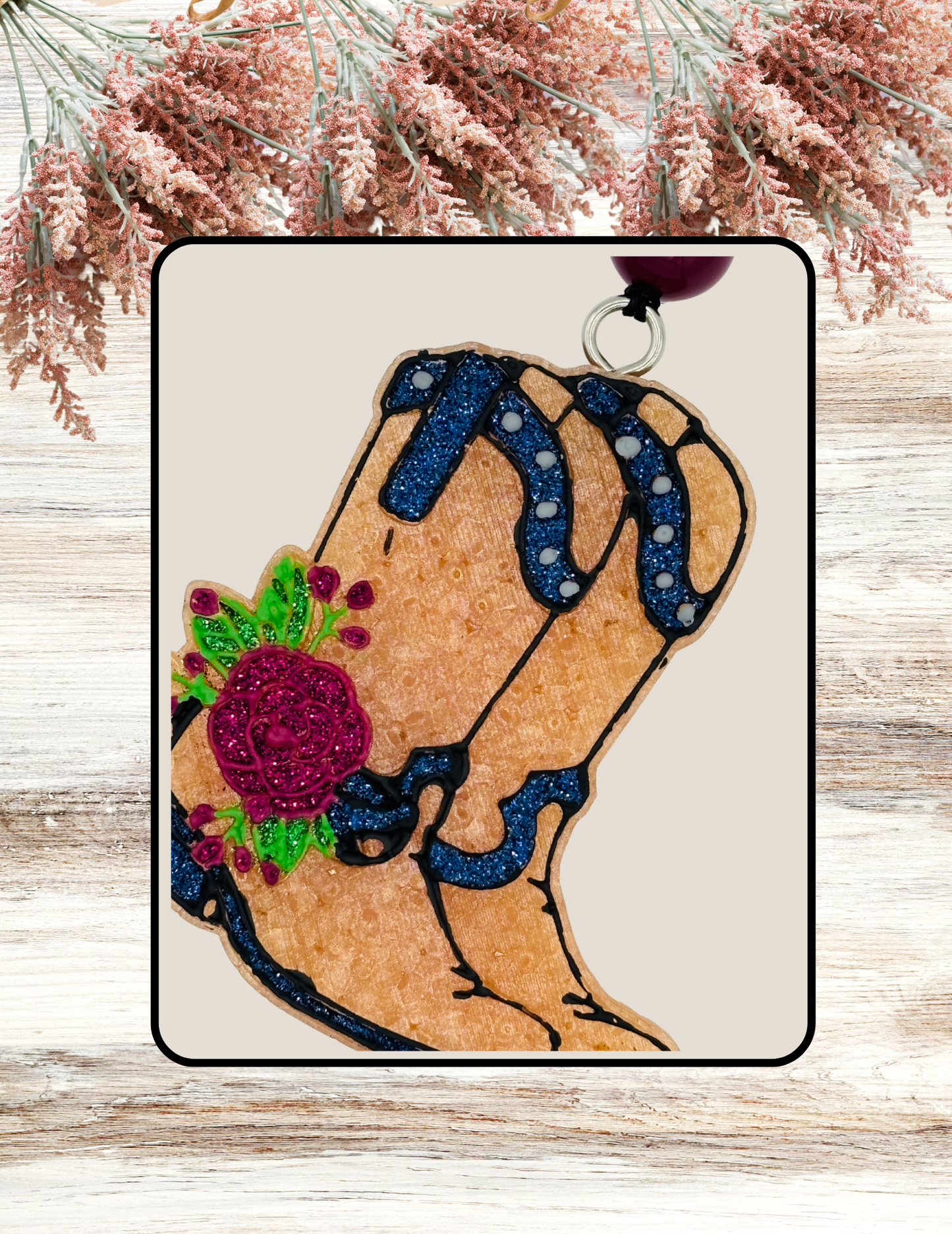 Freshie Floral Boots Burgundy Rose