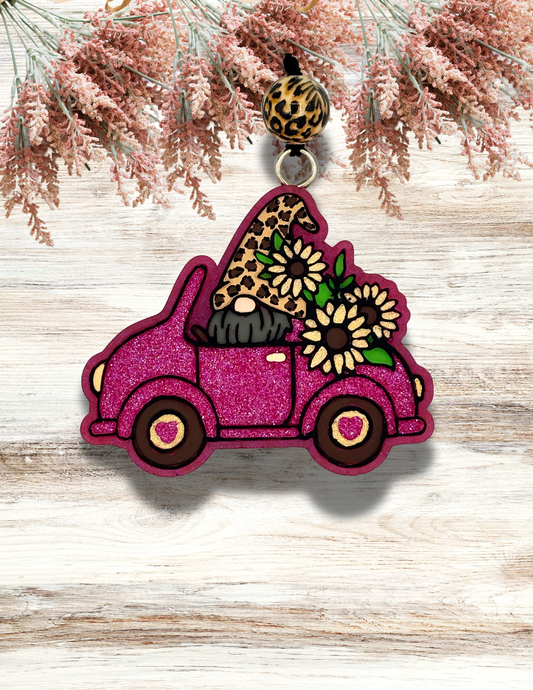 Freshie Gnome Floral Car Pink Tan Leopard