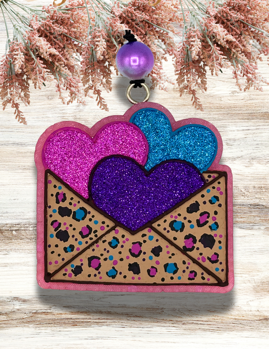 Freshie Heart Envelope Pink Turquoise Leopard