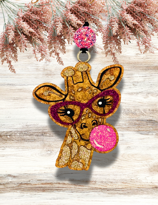 Freshie Giraffe Blowing Bubble Burgundy Glasses