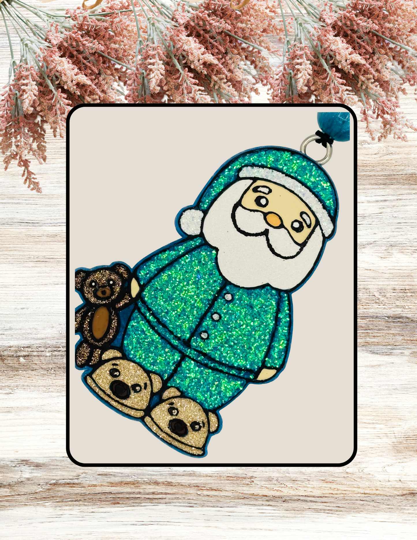 Freshie PJ Santa With Bear Teal